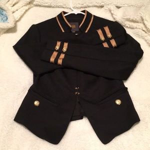 Black blazer with gold accents
